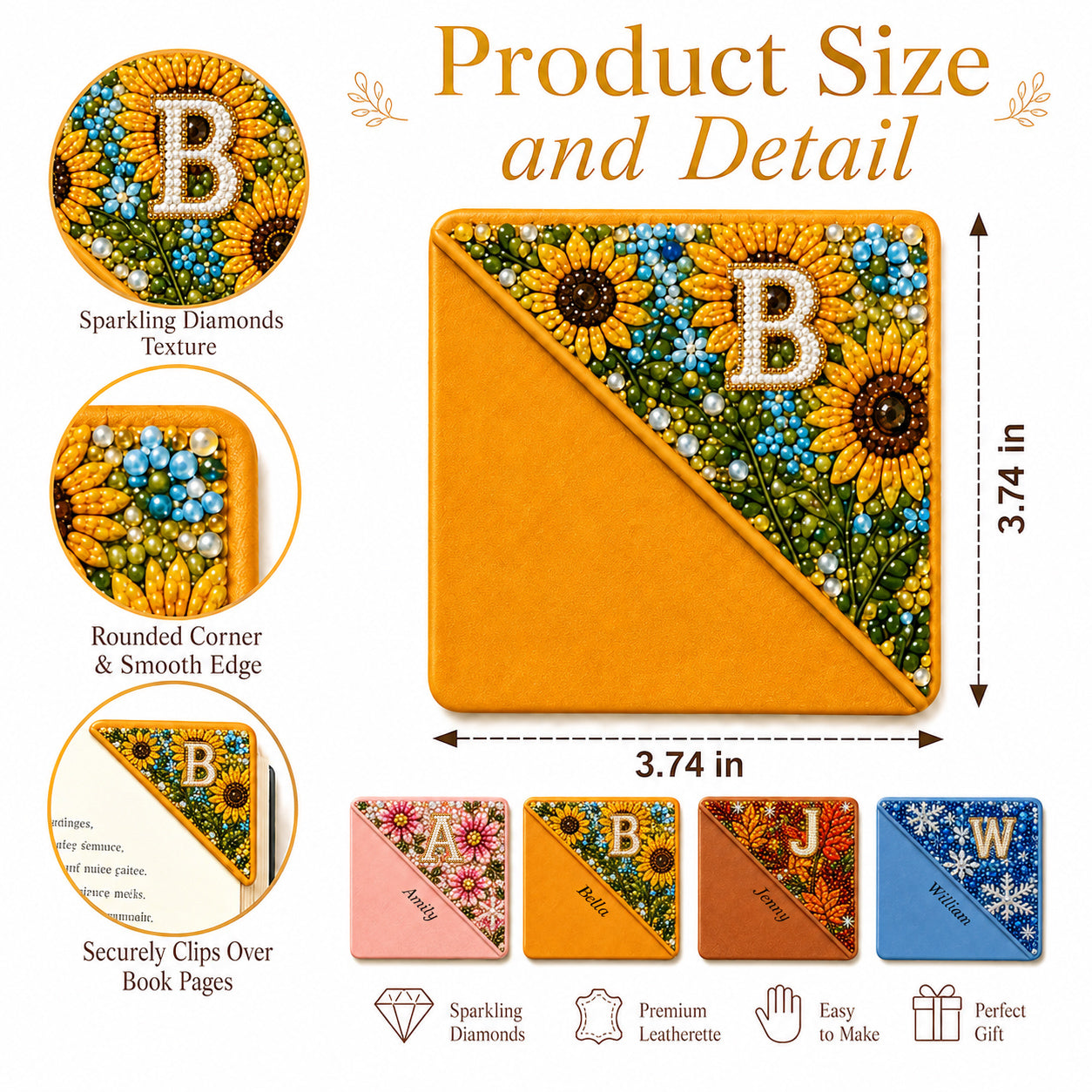 Personalized Initial Four Seasons Diamond Painting Corner Bookmark Kit