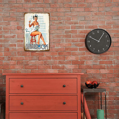 Pin Up Bathroom Girl - Vintage Metal Signs(12*16Inch)-Pin-up-girls