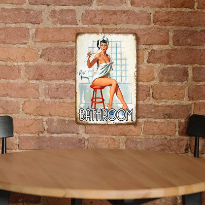 Pin Up Bathroom Girl - Vintage Metal Signs(12*16Inch)-Pin-up-girls