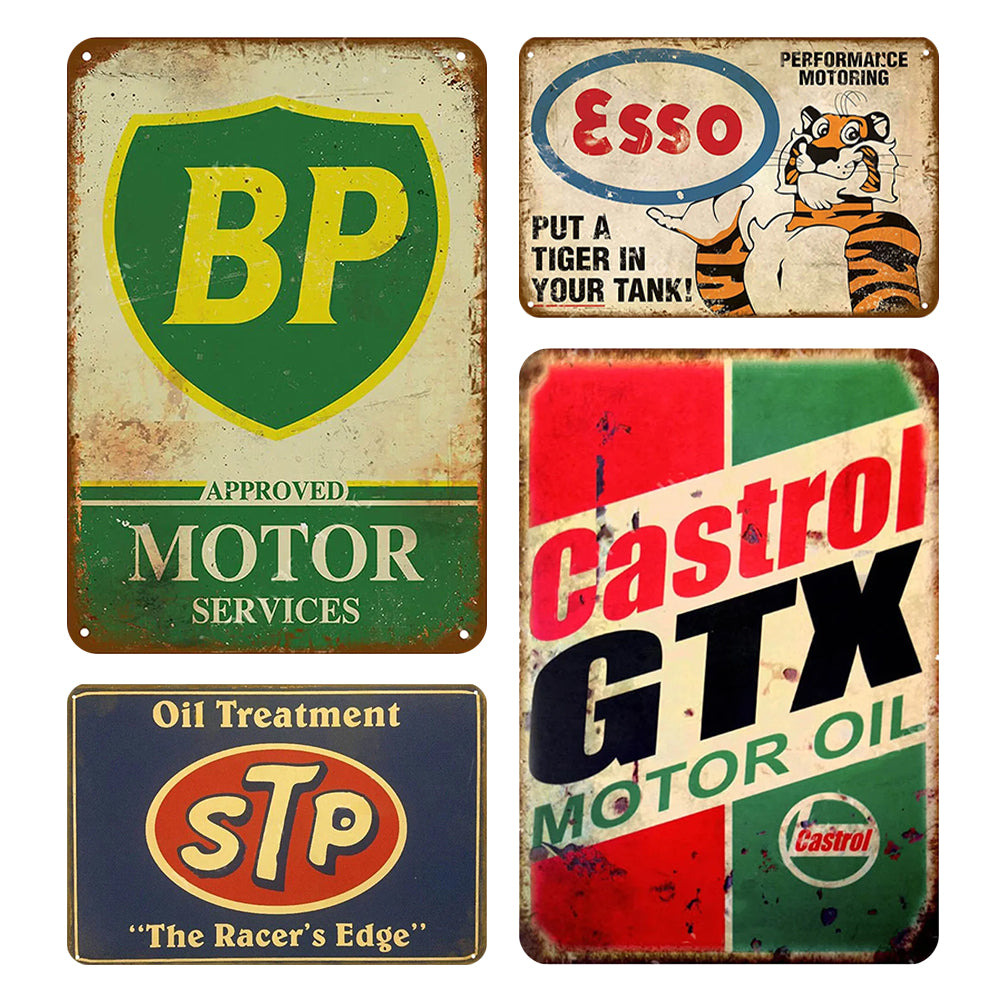 4pcs - Hot Oil Mix - Vintage Metal Signs(8*12Inch)