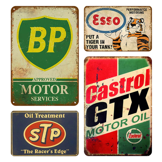 4pcs - Hot Oil Mix - Vintage Metal Signs(8*12Inch)