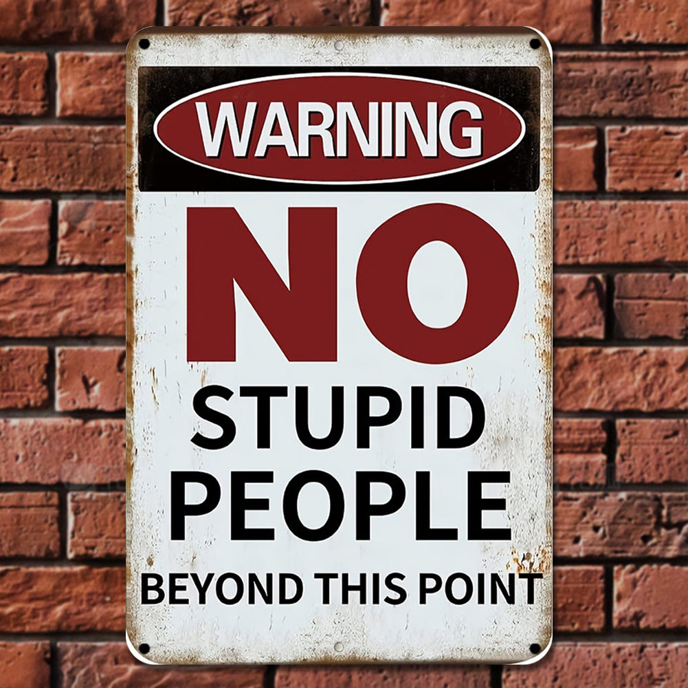 Warning No Stupid People Beyond This Point - Vintage Metal Signs(8*12Inch/12*16Inch) - Warning
