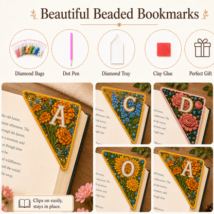 Personalized Initial Four Seasons Diamond Painting Corner Bookmark Kit