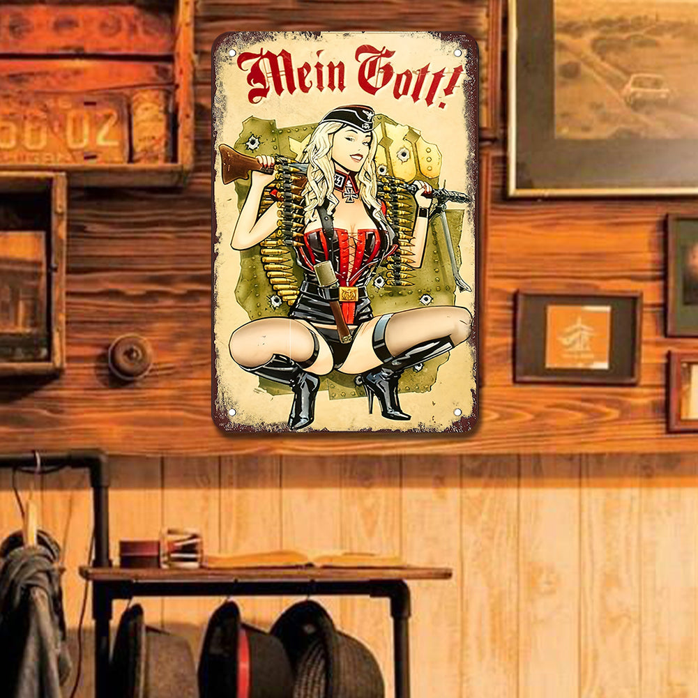 WWII German Gunner Girl - Metal Tin Signs(8*12Inch/12*16Inch)