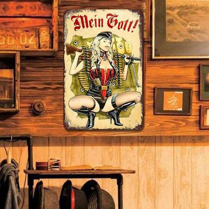 WWII German Gunner Girl - Metal Tin Signs(8*12Inch/12*16Inch)