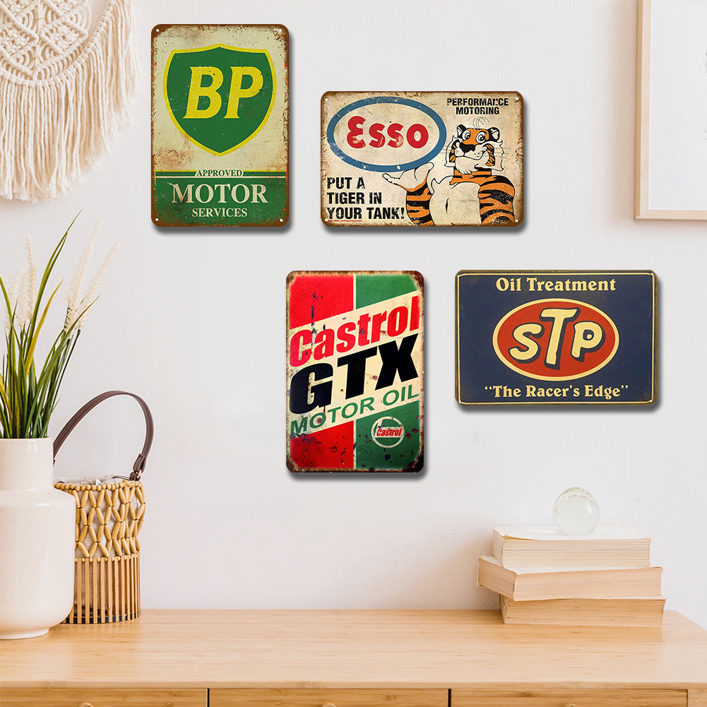 4pcs - Hot Oil Mix - Vintage Metal Signs(8*12Inch)