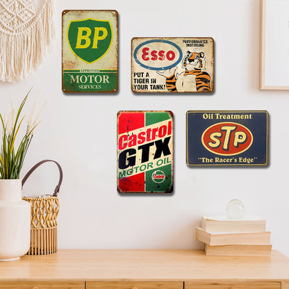 4pcs - Hot Oil Mix - Vintage Metal Signs(8*12Inch)