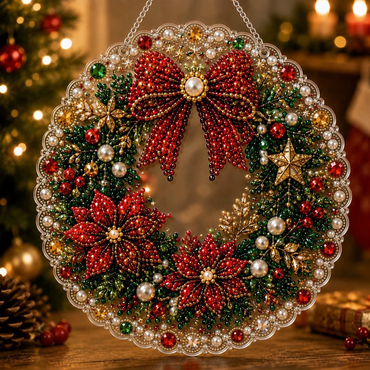 Pearl Art Christmas Ornament DIY Kit – Handmade Holiday Decoration