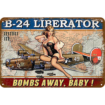 Plane Girl - Vintage Metal Signs(12*16Inch)-Pin-up-girls