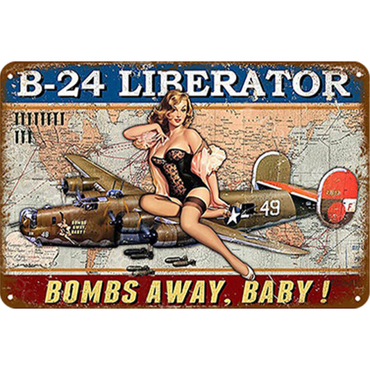 Plane Girl - Vintage Metal Signs(12*16Inch)-Pin-up-girls
