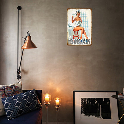 Pin Up Bathroom Girl - Vintage Metal Signs(12*16Inch)-Pin-up-girls