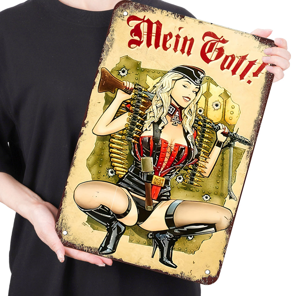 WWII German Gunner Girl - Metal Tin Signs(8*12Inch/12*16Inch)