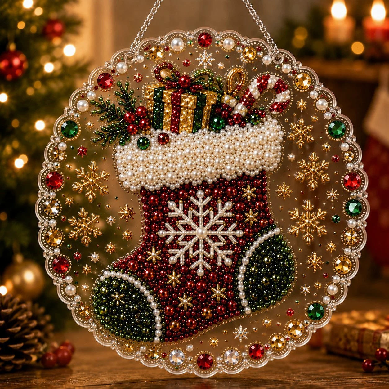 Pearl Art Christmas Ornament DIY Kit – Handmade Holiday Decoration