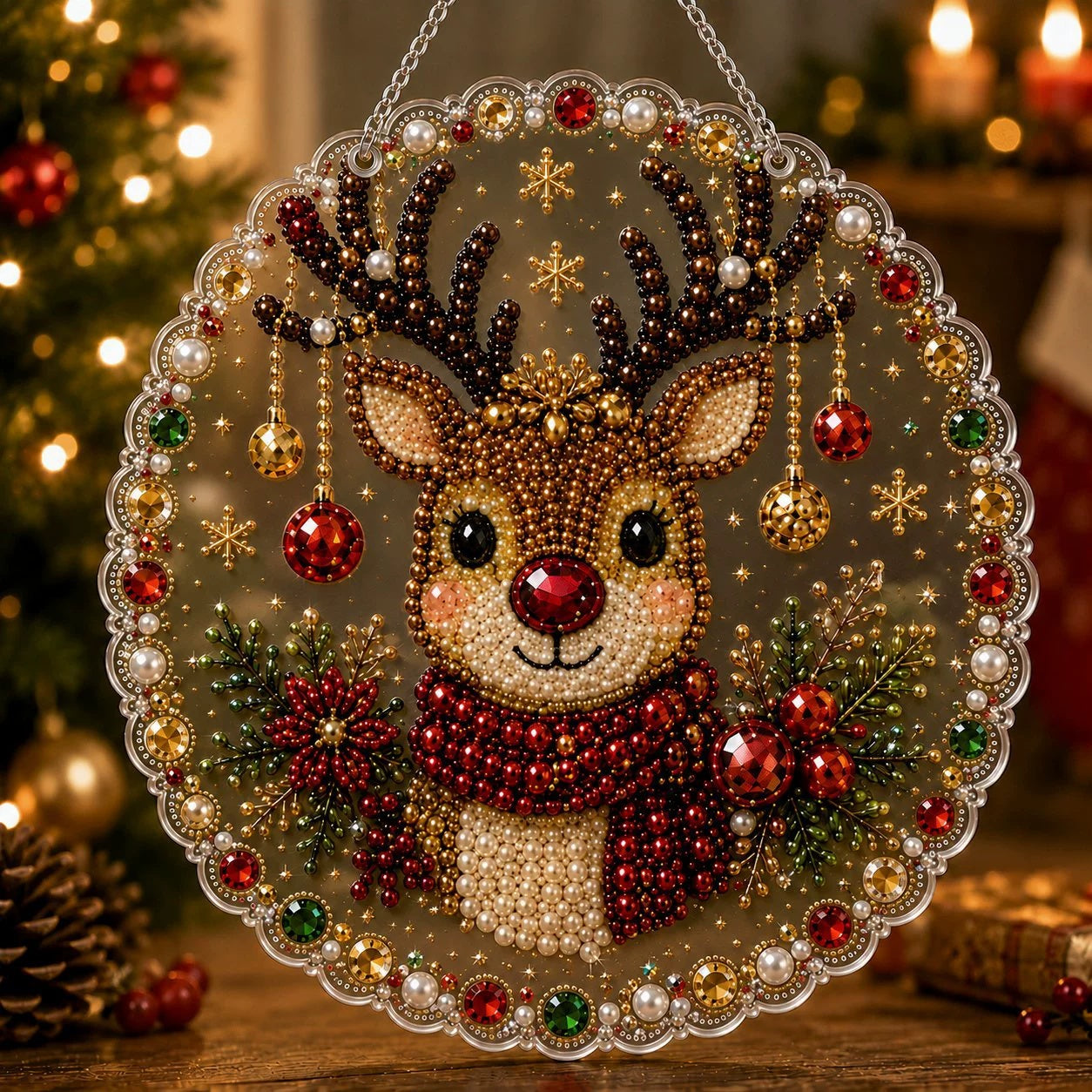 Pearl Art Christmas Ornament DIY Kit – Handmade Holiday Decoration