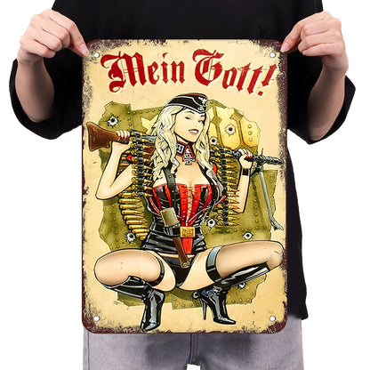 WWII German Gunner Girl - Metal Tin Signs(8*12Inch/12*16Inch)