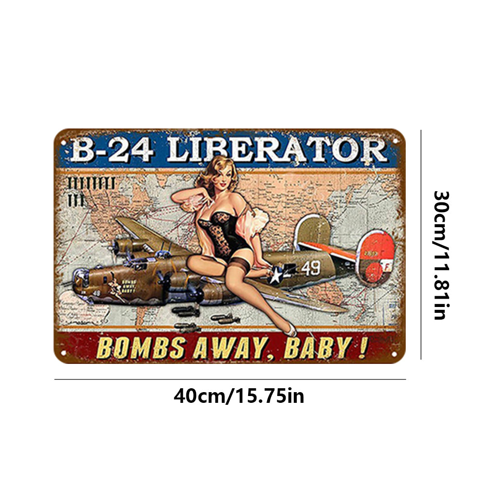 Plane Girl - Vintage Metal Signs(12*16Inch)-Pin-up-girls