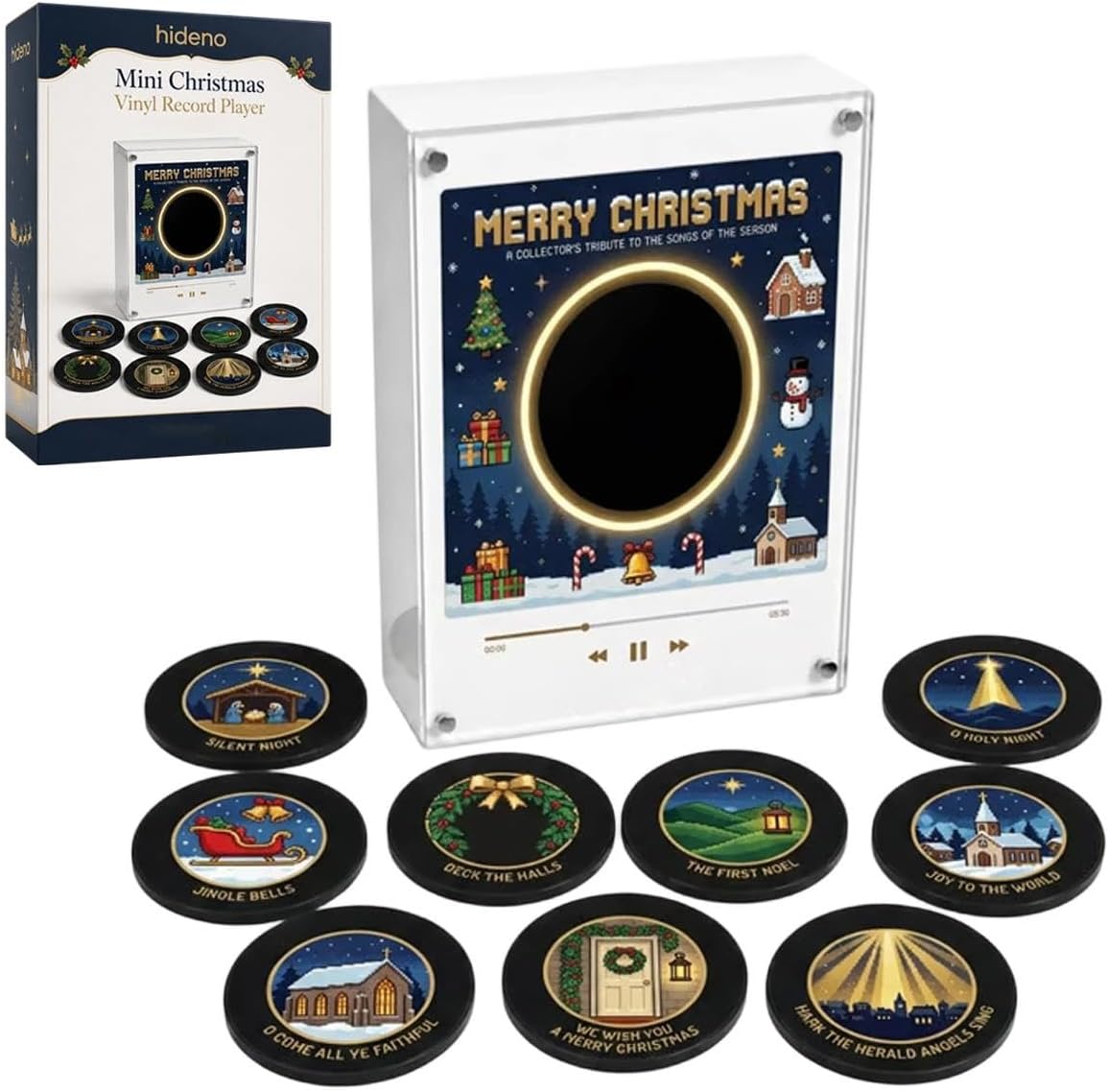 Mini Christmas Vinyl Record Player Magnetic Music Box Refrigerator Magnet