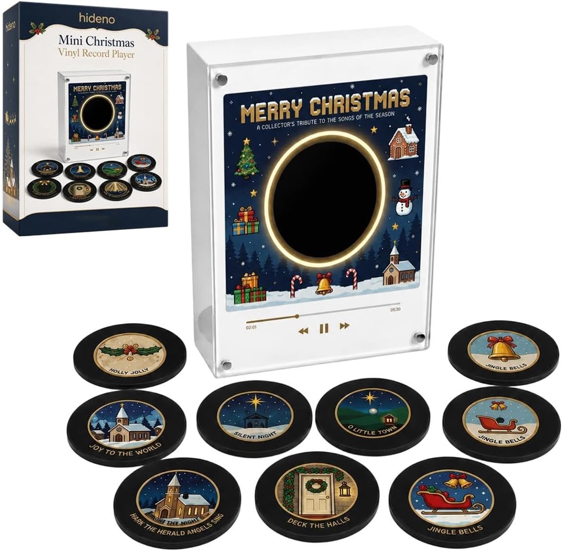 Mini Christmas Vinyl Record Player Magnetic Music Box Refrigerator Magnet