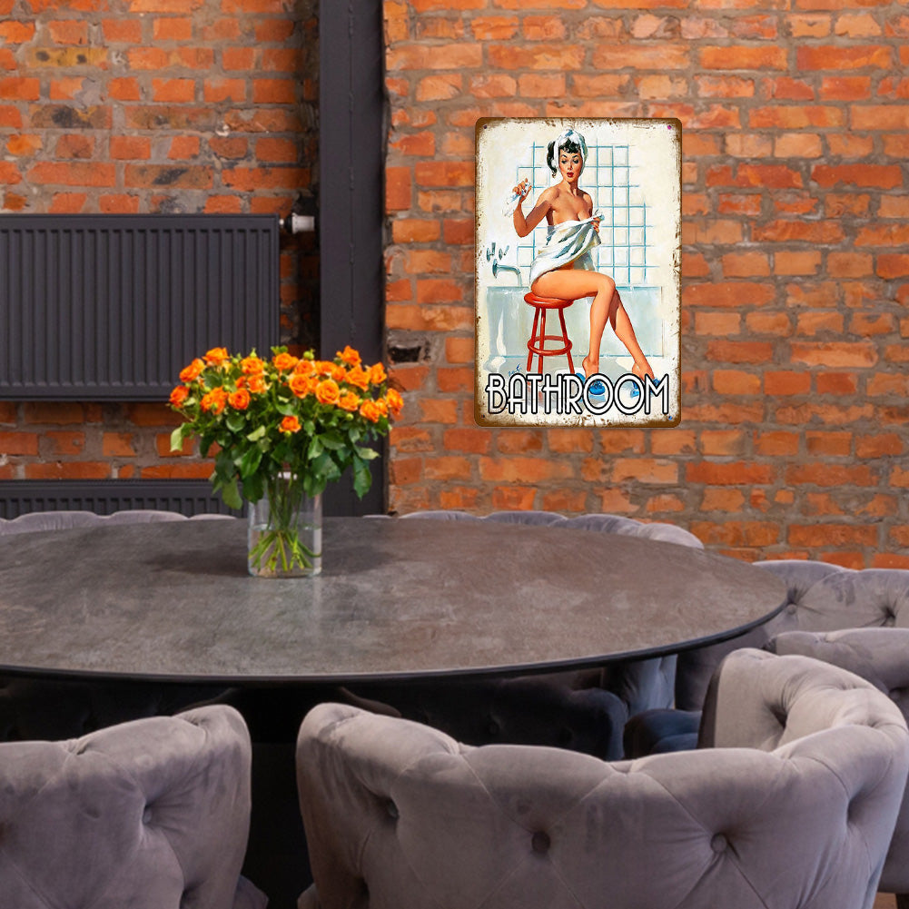 Pin Up Bathroom Girl - Vintage Metal Signs(12*16Inch)-Pin-up-girls