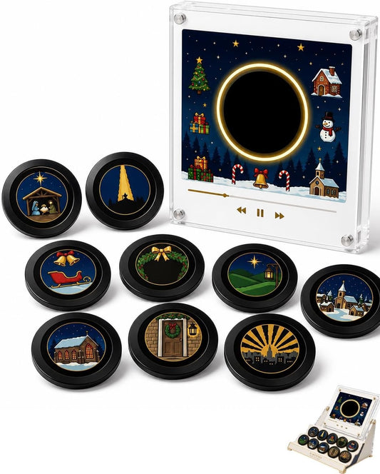Christmas Magnetic Music Player Set Mini Retro Vinyl Record Fridge Magnet