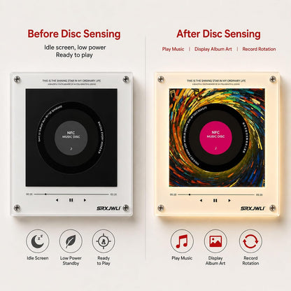 Magnetic Jukebox Fridge Music Magnet Player Record for Refrigerator Magnets Mini Vinyl Box Singing NFC with Set Frames Sensing Automatic Sticker Playing Frame Retro Rotating Discs