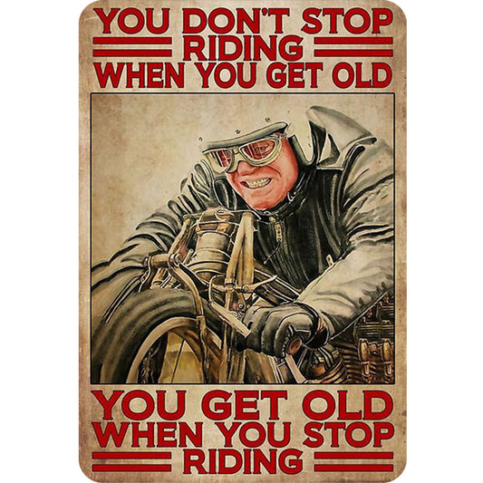 Old Man Motorcycle - Vintage Metal Signs(8*12Inch) - Vehicle