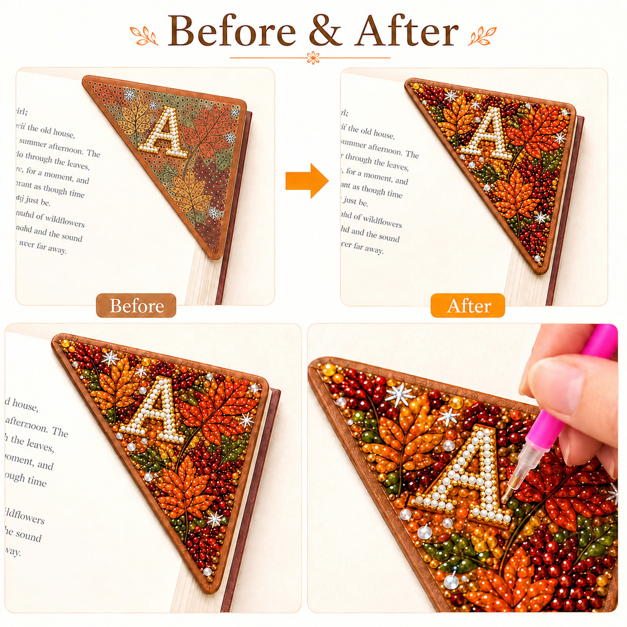 Personalized Initial Four Seasons Diamond Painting Corner Bookmark Kit