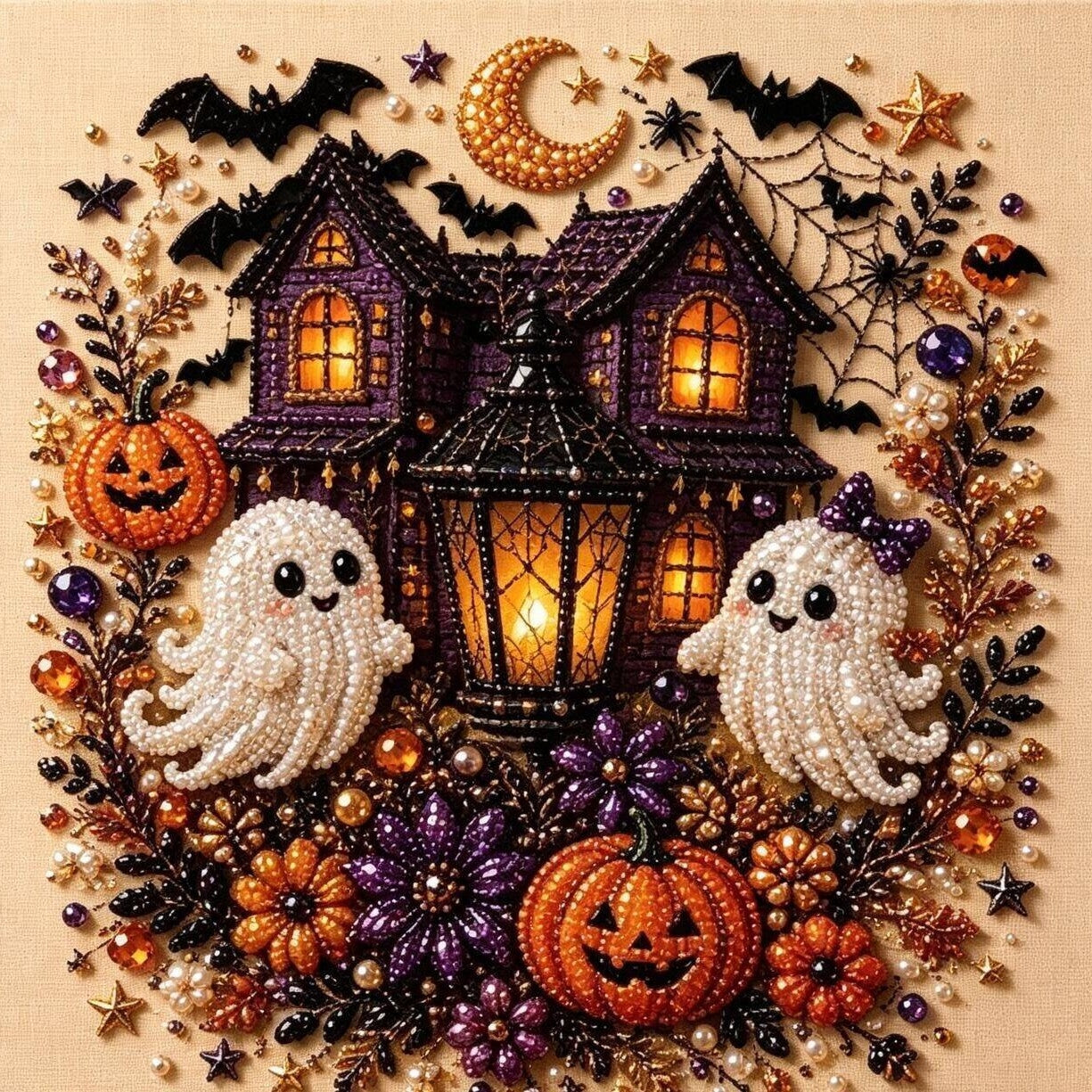 Halloween Ghost Pearl Art DIY Kit – Spooky 3D Diamond Painting