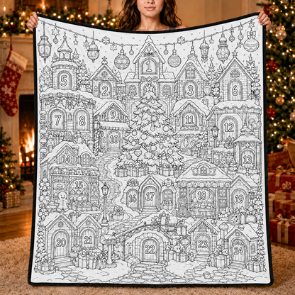 DIY Christmas Drawing Blanket with 24-Color Paint Markers – Customizable Plush Coloring Blanket