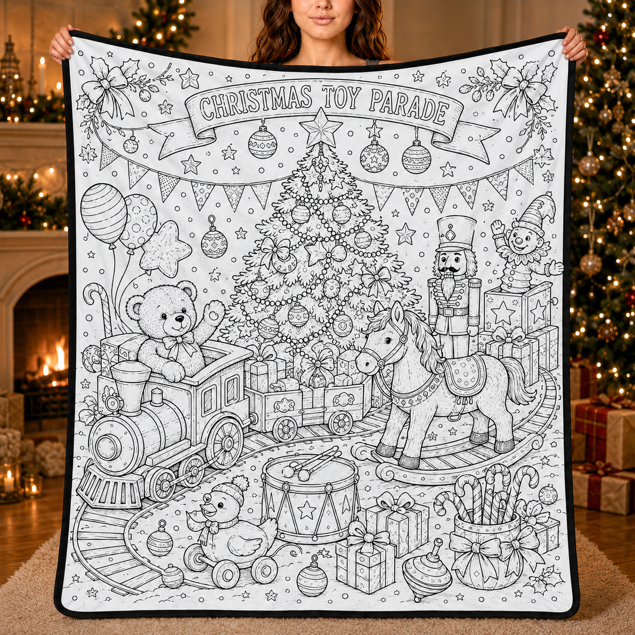 DIY Christmas Drawing Blanket with 24-Color Paint Markers – Customizable Plush Coloring Blanket
