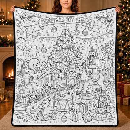 DIY Christmas Drawing Blanket with 24-Color Paint Markers – Customizable Plush Coloring Blanket