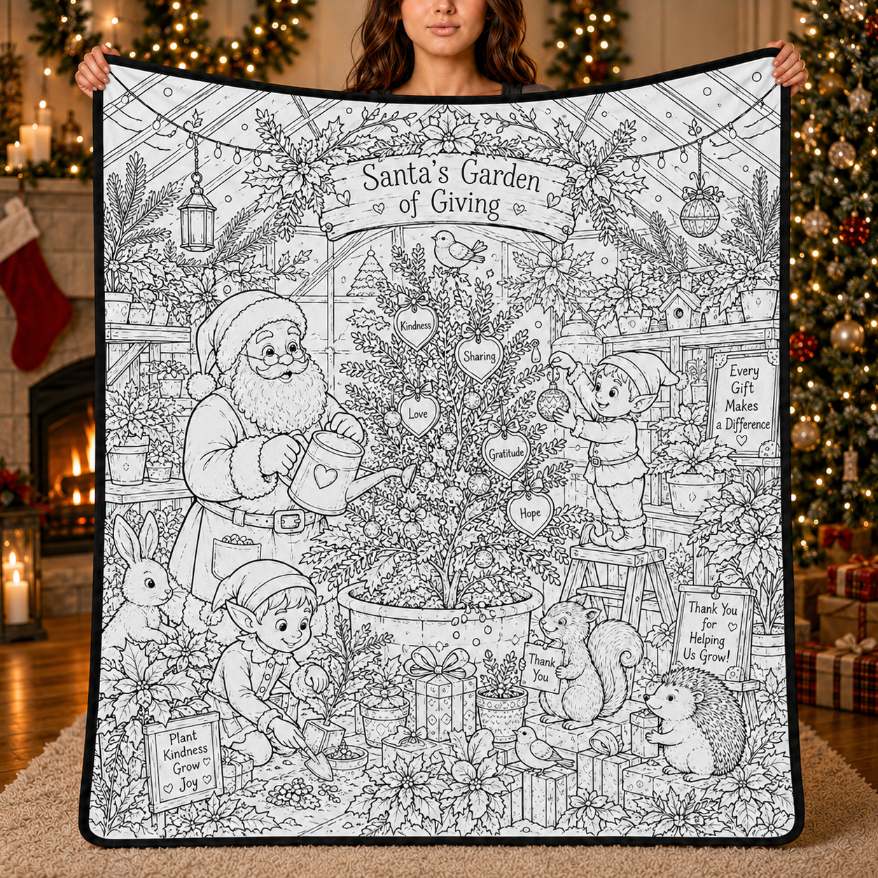 DIY Christmas Drawing Blanket with 24-Color Paint Markers – Customizable Plush Coloring Blanket