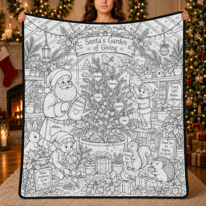 DIY Christmas Drawing Blanket with 24-Color Paint Markers – Customizable Plush Coloring Blanket