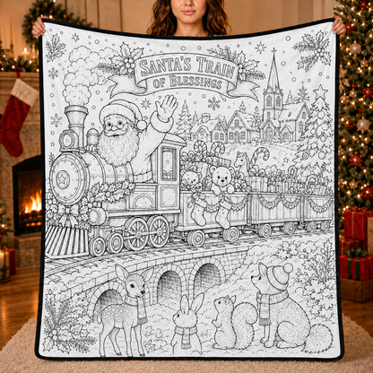 DIY Christmas Drawing Blanket with 24-Color Paint Markers – Customizable Plush Coloring Blanket