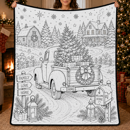 DIY Christmas Drawing Blanket with 24-Color Paint Markers – Customizable Plush Coloring Blanket