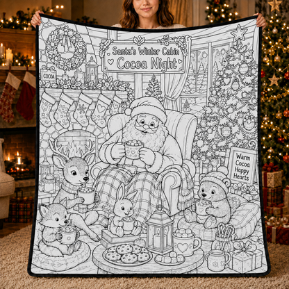 DIY Christmas Drawing Blanket with 24-Color Paint Markers – Customizable Plush Coloring Blanket