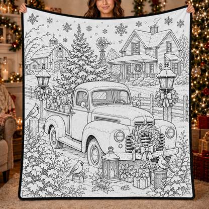 DIY Christmas Drawing Blanket with 24-Color Paint Markers – Customizable Plush Coloring Blanket