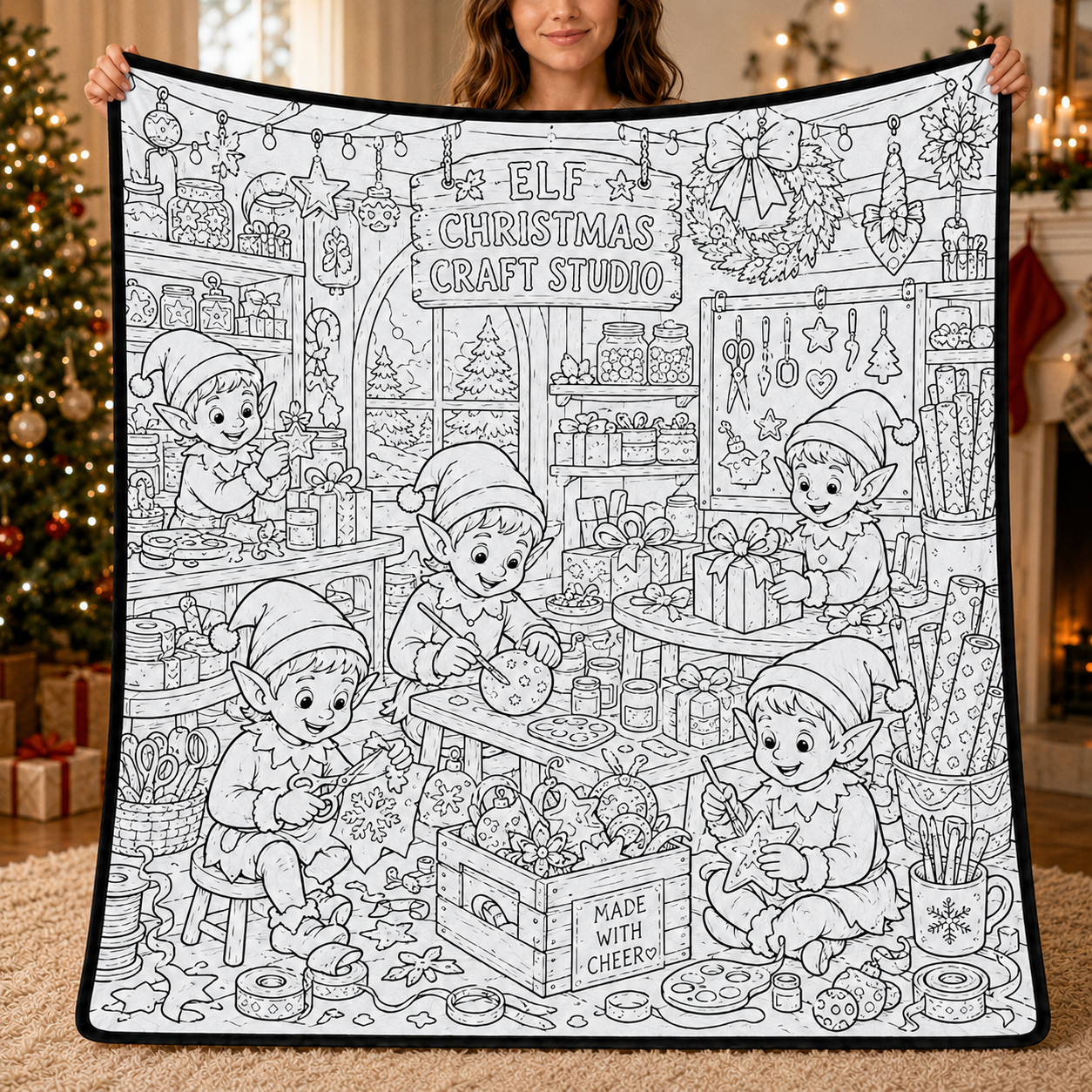 DIY Christmas Drawing Blanket with 24-Color Paint Markers – Customizable Plush Coloring Blanket