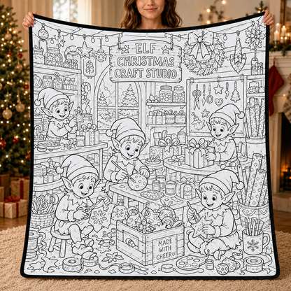 DIY Christmas Drawing Blanket with 24-Color Paint Markers – Customizable Plush Coloring Blanket