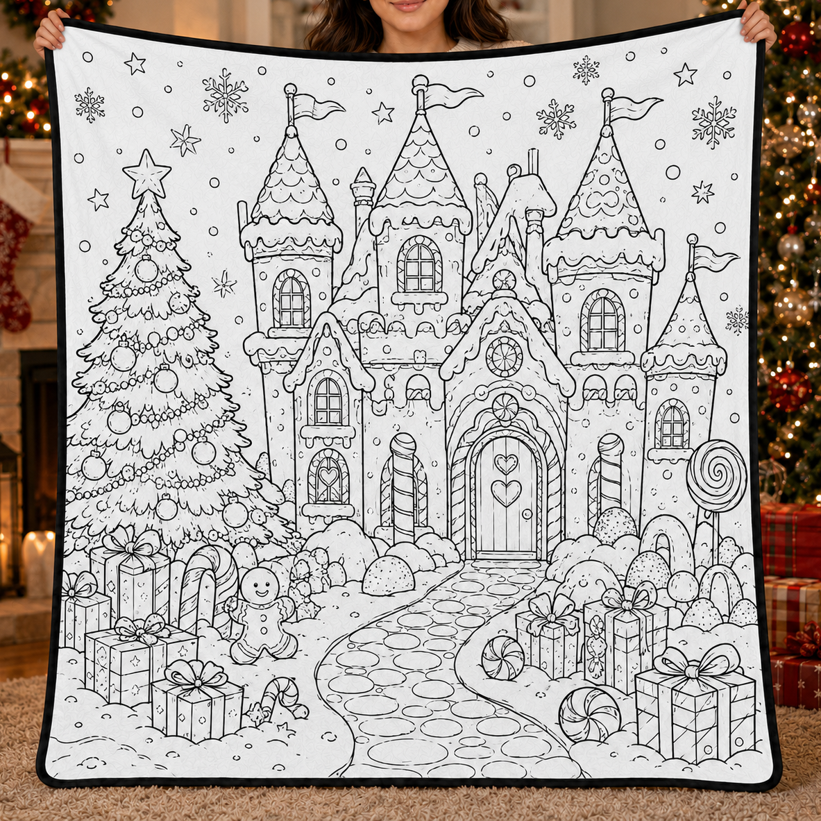 DIY Christmas Drawing Blanket with 24-Color Paint Markers – Customizable Plush Coloring Blanket