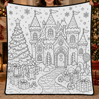 DIY Christmas Drawing Blanket with 24-Color Paint Markers – Customizable Plush Coloring Blanket