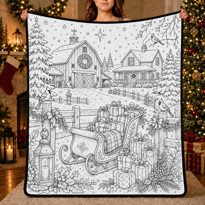 DIY Christmas Drawing Blanket with 24-Color Paint Markers – Customizable Plush Coloring Blanket