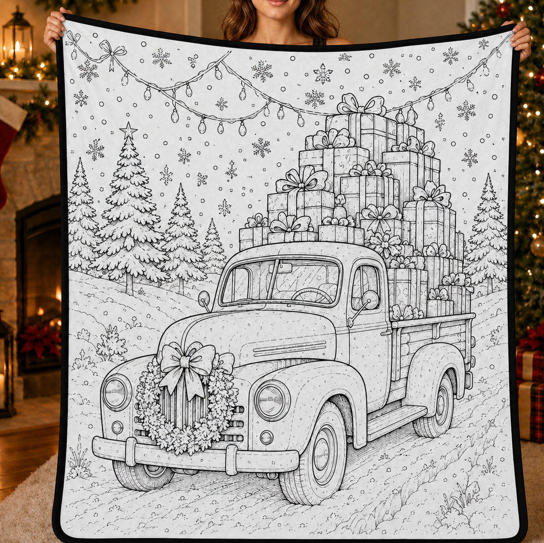 DIY Christmas Drawing Blanket with 24-Color Paint Markers – Customizable Plush Coloring Blanket