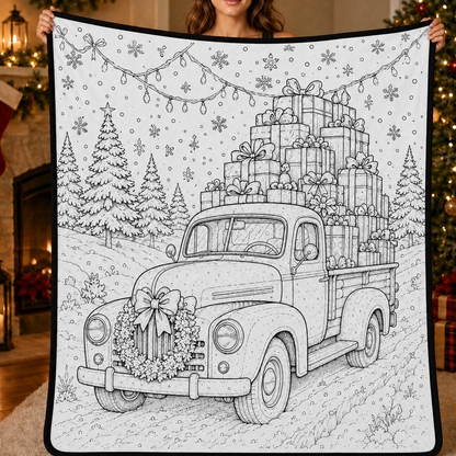 DIY Christmas Drawing Blanket with 24-Color Paint Markers – Customizable Plush Coloring Blanket