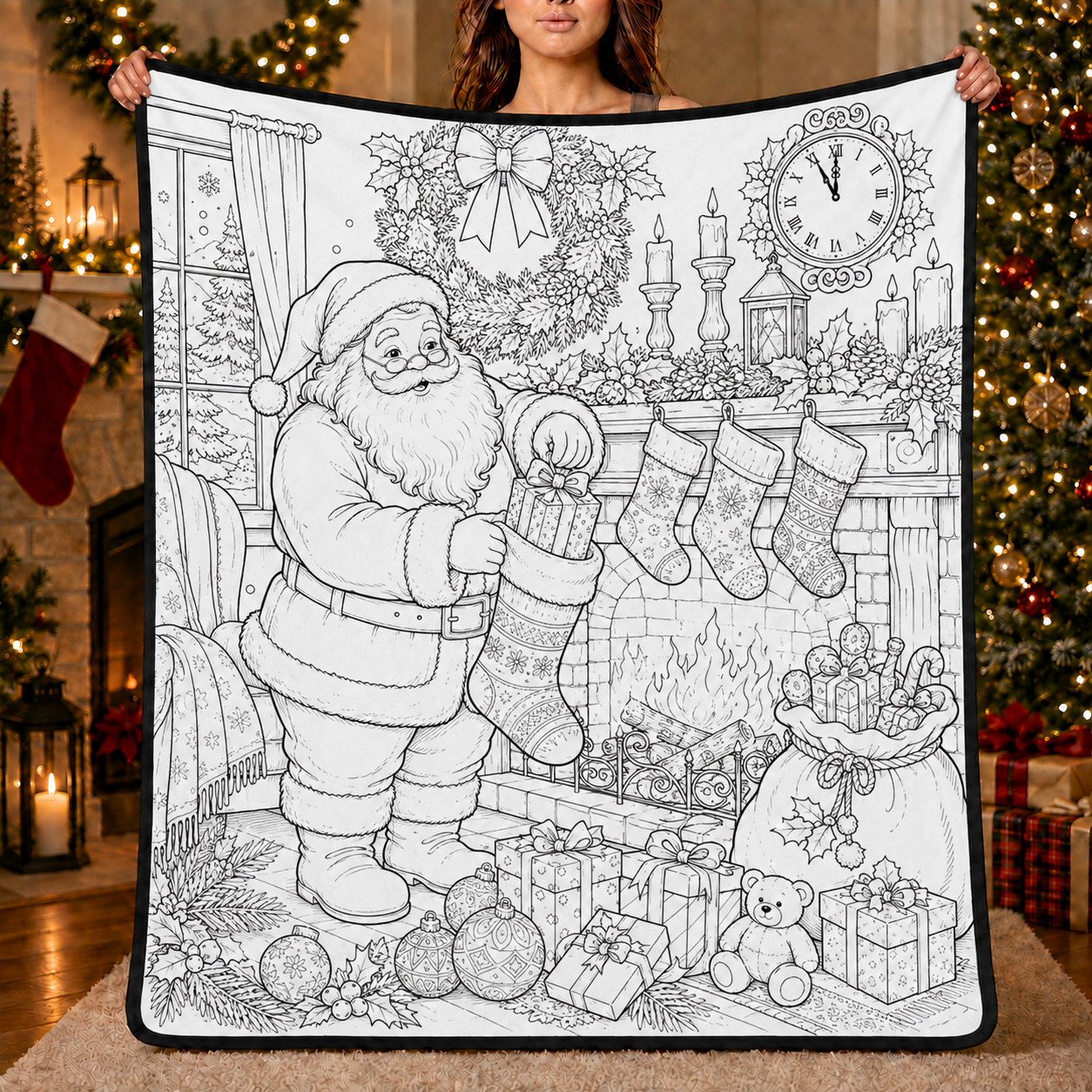 DIY Christmas Drawing Blanket with 24-Color Paint Markers – Customizable Plush Coloring Blanket
