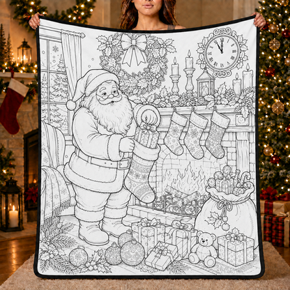 DIY Christmas Drawing Blanket with 24-Color Paint Markers – Customizable Plush Coloring Blanket