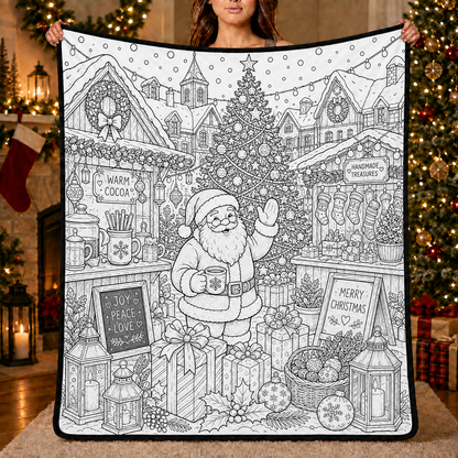DIY Christmas Drawing Blanket with 24-Color Paint Markers – Customizable Plush Coloring Blanket