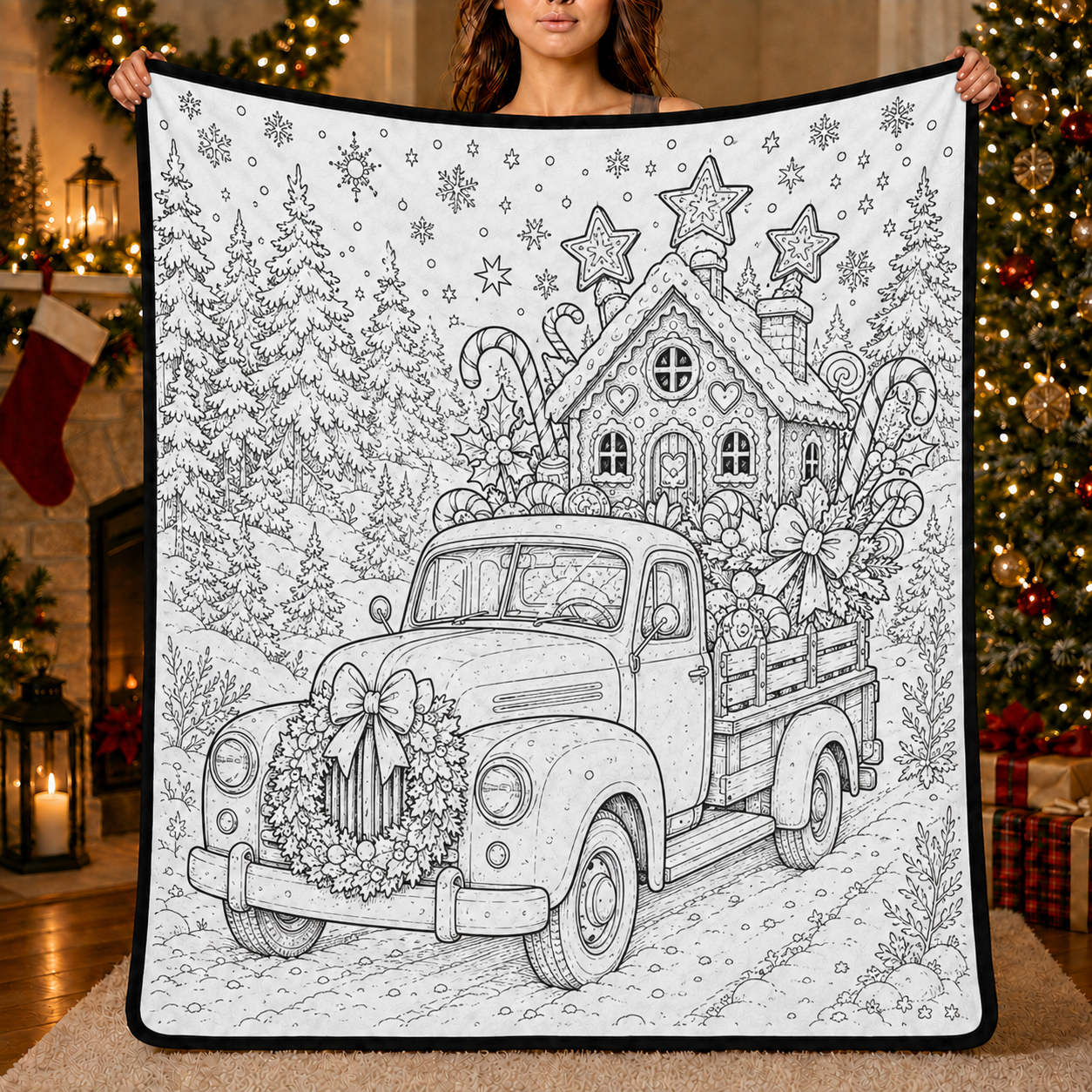 DIY Christmas Drawing Blanket with 24-Color Paint Markers – Customizable Plush Coloring Blanket