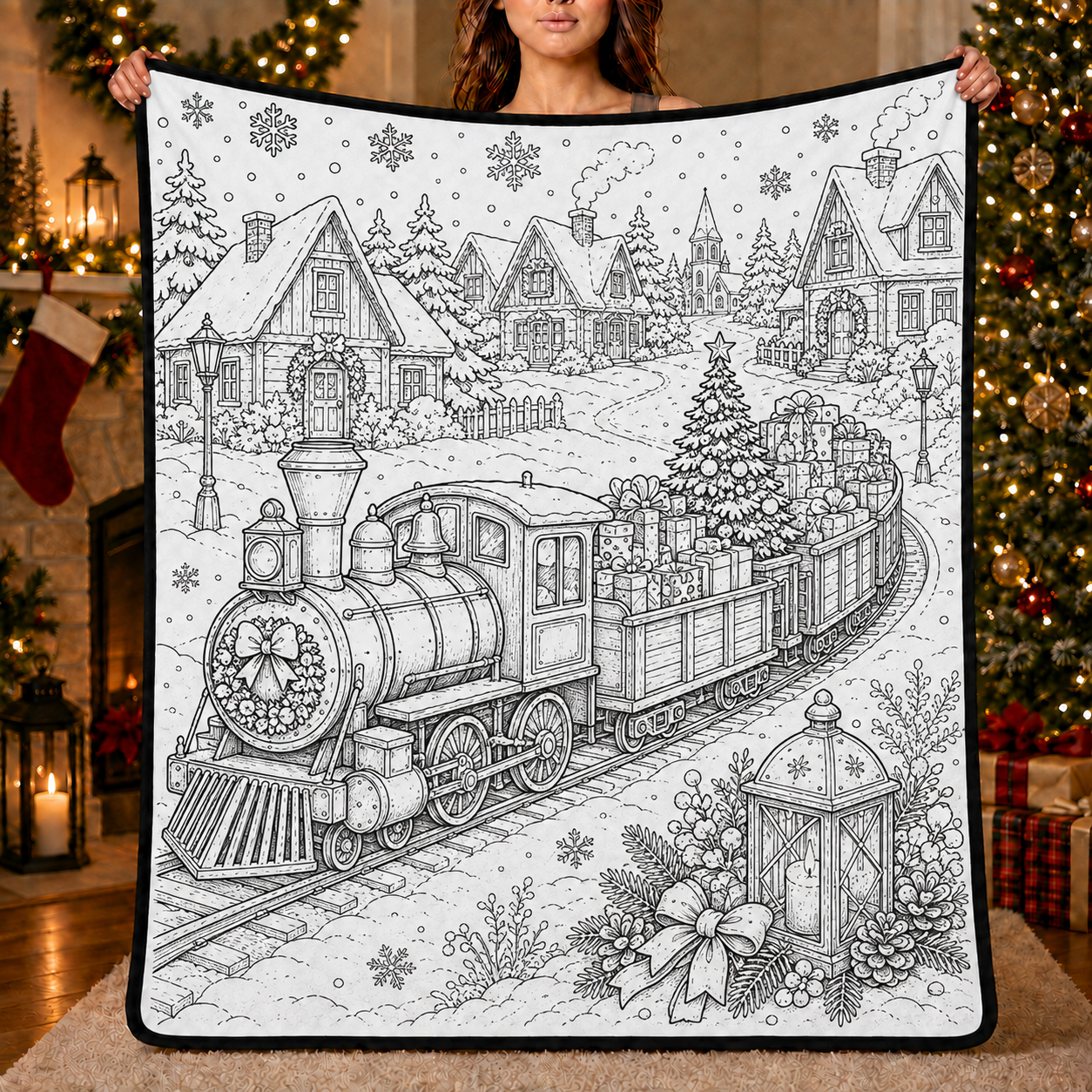 DIY Christmas Drawing Blanket with 24-Color Paint Markers – Customizable Plush Coloring Blanket