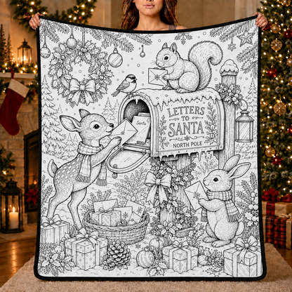 DIY Christmas Drawing Blanket with 24-Color Paint Markers – Customizable Plush Coloring Blanket